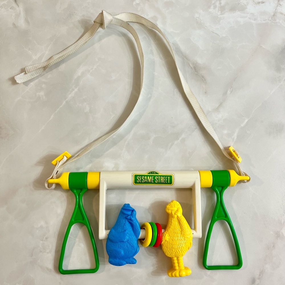 Vintage Sesame Street Baby Crib Toy Big Bird, Cookie Monster